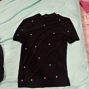 Black Pearl Embellished Women's Top
